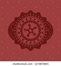 ninja star icon inside realistic red emblem