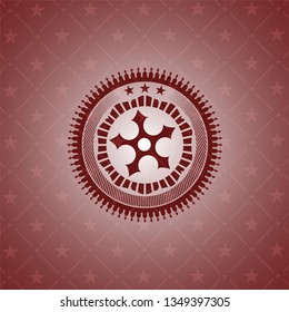 ninja star icon inside realistic red emblem