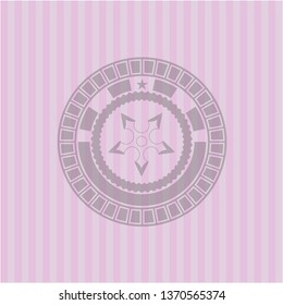ninja star icon inside realistic pink emblem