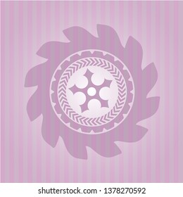 ninja star icon inside realistic pink emblem