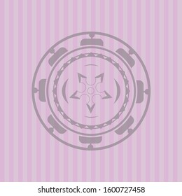 ninja star icon inside realistic pink emblem
