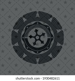 ninja star icon inside realistic black emblem. 