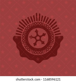ninja star icon inside red emblem. Retro