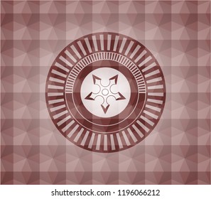 ninja star icon inside red seamless geometric emblem.