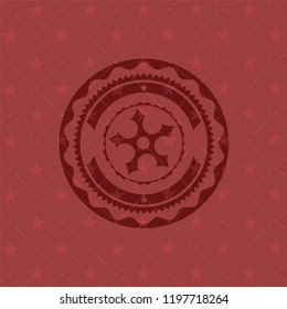 ninja star icon inside red emblem. Retro