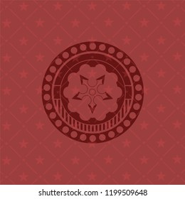ninja star icon inside red emblem. Retro