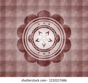 ninja star icon inside red seamless geometric badge.