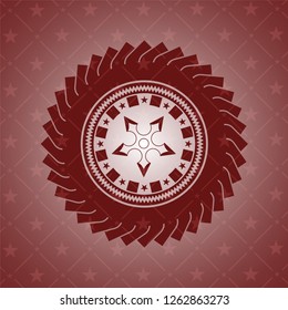 ninja star icon inside red emblem. Vintage.