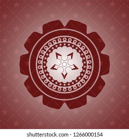 ninja star icon inside red emblem. Vintage.