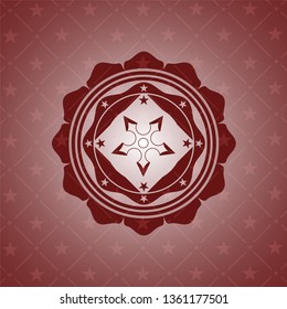ninja star icon inside red emblem. Vintage.