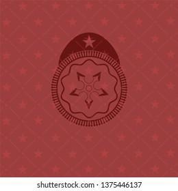 ninja star icon inside red emblem. Retro