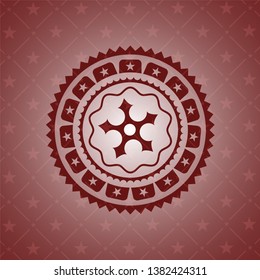 ninja star icon inside red emblem. Retro