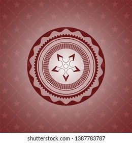 ninja star icon inside red emblem. Retro