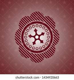 ninja star icon inside red emblem. Retro