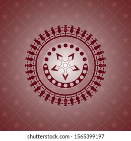 ninja star icon inside red emblem. Retro
