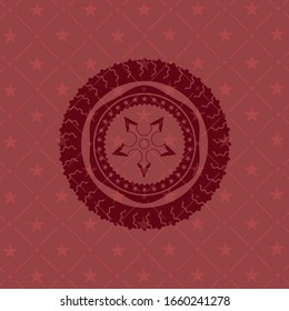 ninja star icon inside red emblem. Retro