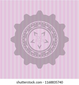 ninja star icon inside retro pink emblem