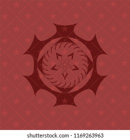 ninja star icon inside retro red emblem