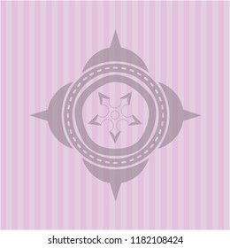  ninja star icon inside retro pink emblem