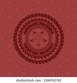 ninja star icon inside retro red emblem