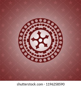 ninja star icon inside retro style red emblem