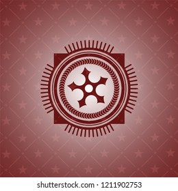 ninja star icon inside retro red emblem