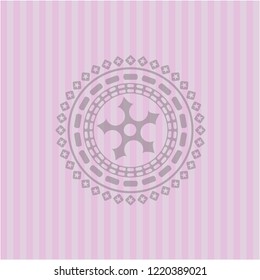 ninja star icon inside retro pink emblem