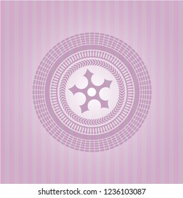 ninja star icon inside retro style pink emblem