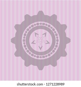 ninja star icon inside retro pink emblem
