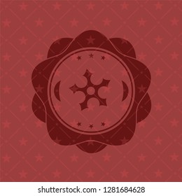 ninja star icon inside retro style red emblem