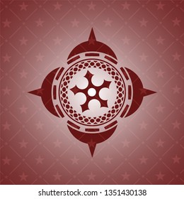 ninja star icon inside retro red emblem