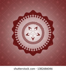 ninja star icon inside retro style red emblem