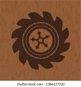 ninja star icon inside retro wood emblem