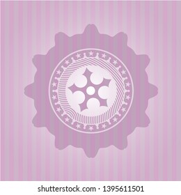 ninja star icon inside retro style pink emblem