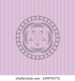 ninja star icon inside retro style pink emblem