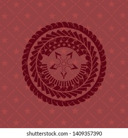 ninja star icon inside retro style red emblem