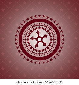 ninja star icon inside retro red emblem