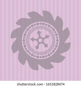 ninja star icon inside retro style pink emblem