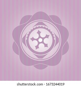 ninja star icon inside retro style pink emblem