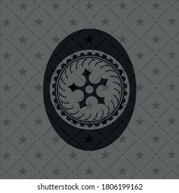 ninja star icon inside retro style black emblem. 