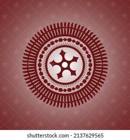 icono de estrella ninja dentro del emblema rojo retro. 