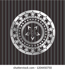 ninja star icon inside silver shiny emblem