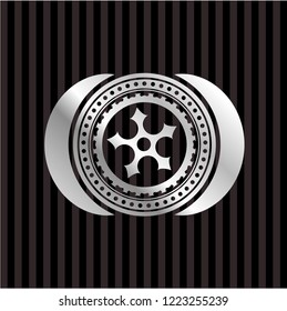 ninja star icon inside silver shiny emblem