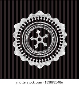 ninja star icon inside silver shiny emblem