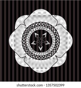 ninja star icon inside silver emblem