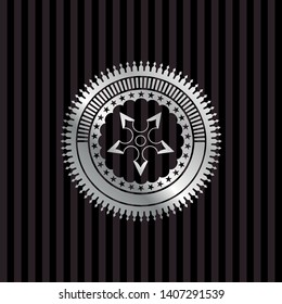 ninja star icon inside silver shiny emblem