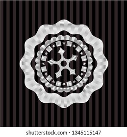ninja star icon inside silvery badge