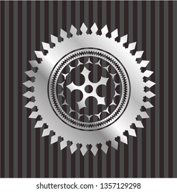 ninja star icon inside silvery shiny emblem