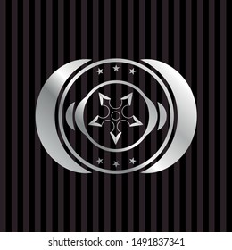 ninja star icon inside silvery emblem