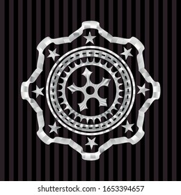 icono de la estrella ninja dentro del emblema o placa silvery